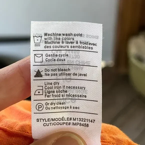 Vince Men's 100% Linen Orange Button Down Shirt Size L - Picture 9 of 9